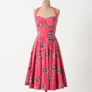 Anthropologie x Girls of Savoy Pink Floral Swing Dress
